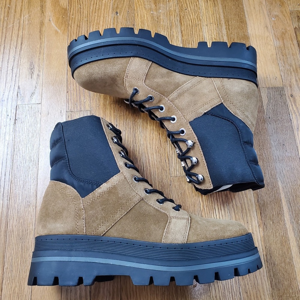 Marc Fisher Sashia Platform Combat Boots Sz 8 Brown Casual Leather NEW NWOB